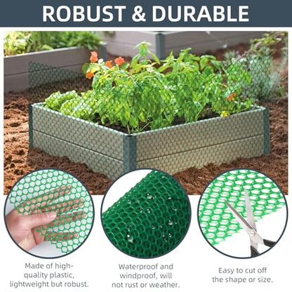 Plastic Wire Mesh Fence, 1.3ft x 50ft /15.7in x 600in Plastic Chicken Wire Fence Mesh Versatile Plastic Fencing Wire Netting Poultry Animal Barrier Fence with 150 Zip Ties for Garden & Farm, Green - color: Green