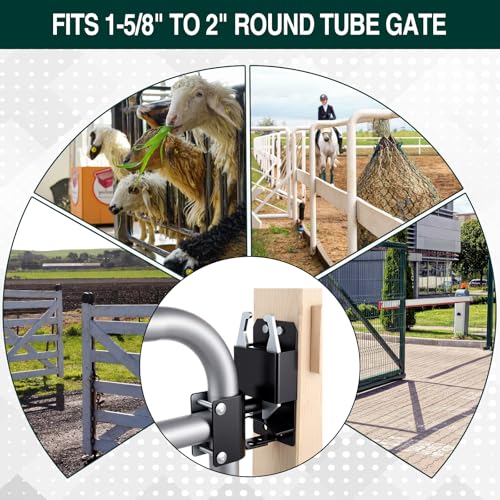 Farm 2 Way Gate Latch and 6" Farm Gate Wheel Heavy Duty Lockable Livestock Cattle Hardware Anti-sag for Ranch Horse Corral, Screws and Instructions Included