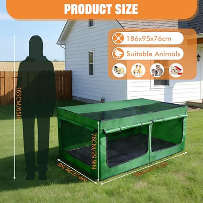 Tetuga Brooder Box for Chicks, Chicken Run Large Chick Starter Kit Portable Brooding Pen with Breathable Mesh & Waterproof Pad Outdoor Indoor Small Animal Enclosures for Chicken Duck Quail (Large)