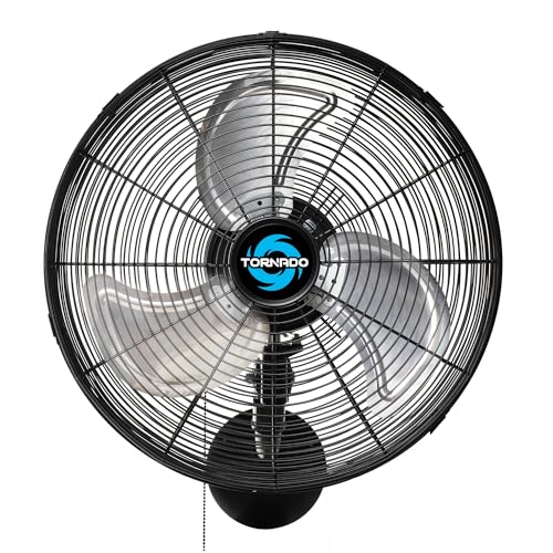 Tornado - 16 Inch Pro Series Oscillating Wall Mount Fan - High Velocity Heavy Duty Metal Wall Mount Fan for Industrial, Commercial, Residential, and Greenhouse Use - UL Safety Listed - size: 16 Inch