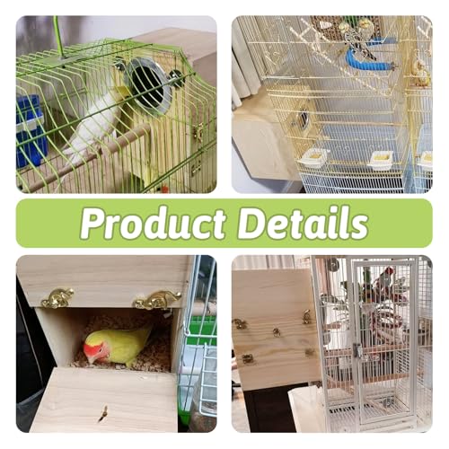 Tfwadmx Bird Wood Breeding Box Lovebirds Nesting Station House Aviary Cage Clear View Window for Parakeet Cockatiel Peony Finch Conure Budgie Parrots Tits Finches and Other Wild Birds