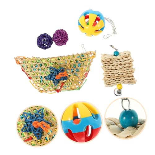 5PCS Chicken Set for Hens and Parrots Hanging Chewing and Feeder for Bird Exercise and Entertainment Hanging for Poultry and Pet Birds Random Color