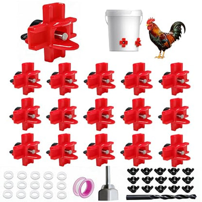 15 Pack Horizontal Chicken Waterer Nipples,Leakproof Chicken Nipple Water for Poultry Coop, Durable ABS Plastic & Stainless Steel, Water Saving Design,with Drill Bits