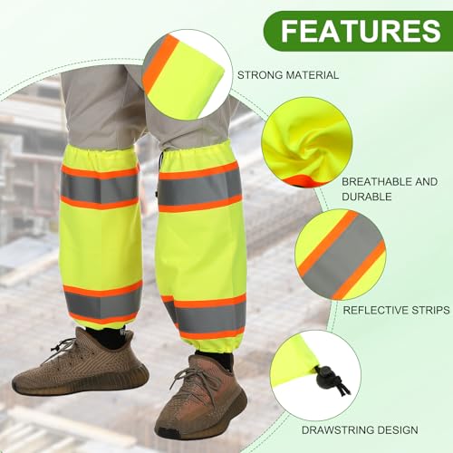 PATIKIL High Visibility Leg Gaiters Reflective Work Boot Gaiters Two-tone Leg Gaiter Unisex-Adult - color: Yellow,orange