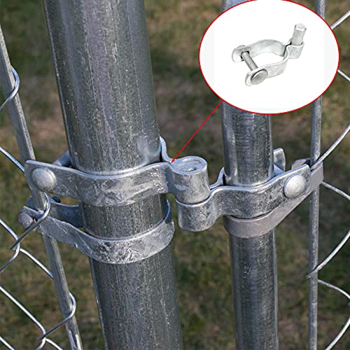 2 Pack Chain Link Fence Gate Post Hinge for 2-3/8" Outside Diameter Post/Pipe, Pressed Steel Hinge, Galvanized Chain Link Gate Male, Nut/Bolt Included - size: 2-3/8