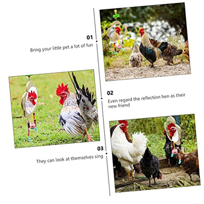 Toddmomy Creative Wooden Hen Mirror Toy Hanging Rooster Reflection Entertainment for Chickens Promotes Fun Healthy Growth Easy Installation for Coop Cage