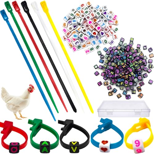 100 Pcs Adjustable Chicken Leg Bands Multicolor with Random Charms | Chicken Tags for Legs, Plastic Cable Tie Poultry Identification Rings for Turkey Duck Goose Bird - size: 100 bands, 200 random charms