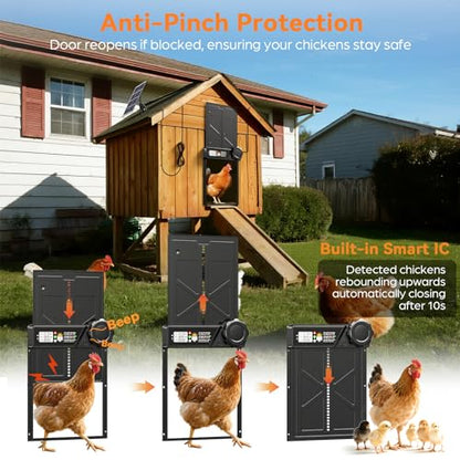 Auto Chicken Door Opener with Timer Modes, Intelligent Obstacle Sensors, Remote Control