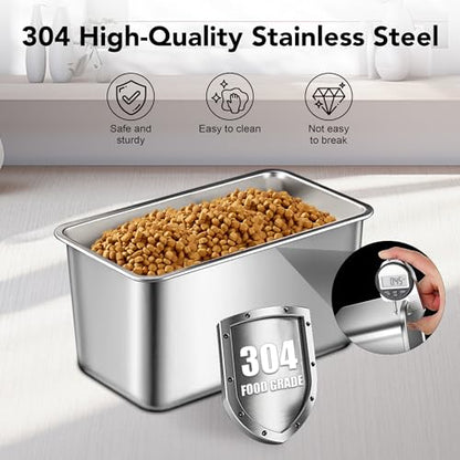Newget Dog Food Storage Container Stainless Steel with Scoop, 16-lb/11-lb Airtight Metal Pet Food Storage Bin, Cat Food Container for Dry Dog, Cat Food, Bird Seed, Keep Food Fresh, White - color: B-White