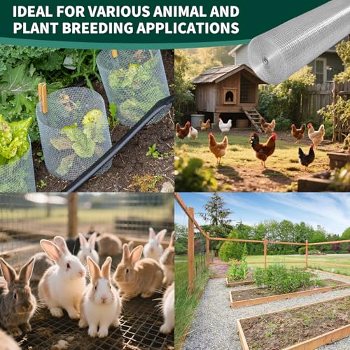 Hardware Cloth 1/2 inch, 19 Gauge 16inx25ft Chicken Wire Fence Wire Mesh Fence Galvanized Hardware Cloth Mesh for Poultry Netting, Garden Fencing, Tree Guard Rolls and Rabbit Cages Snake Fence - size: 1/2inch 16inx25ft