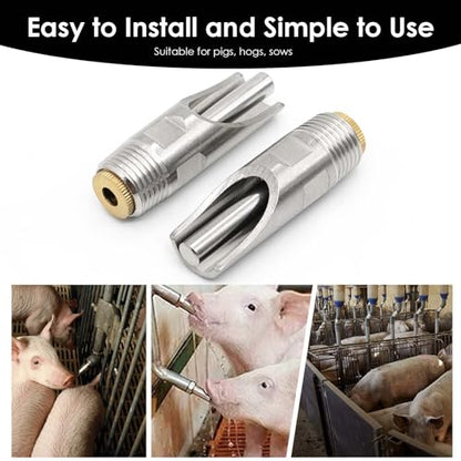 20 Pieces Pig Nipple Waterer 1/2 Inch Stainless Steel Automatic Pig Nipple Water Feeder for Pigs Hog Nipple Drinker Pig Water Nipple for Barrel Hog Nipples for Pigs Hogs Sows