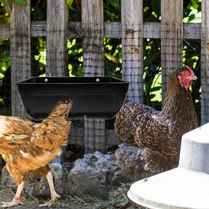 Yardwe Chicken Feeder Trough Large Holding Capacity with Weatherproof Design Easy to Install for Poultry Livestock - color: Black