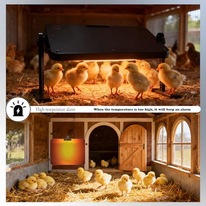 Chicken coop Heater,with Adjustable Temperature Remote Control and Timer,Adjustable Height and Angle Chicken Heater,86-185 Control Temp+12 Hour Timer,Ideal for Chicken Coops Poultry Heating,16"x12" - color: Black