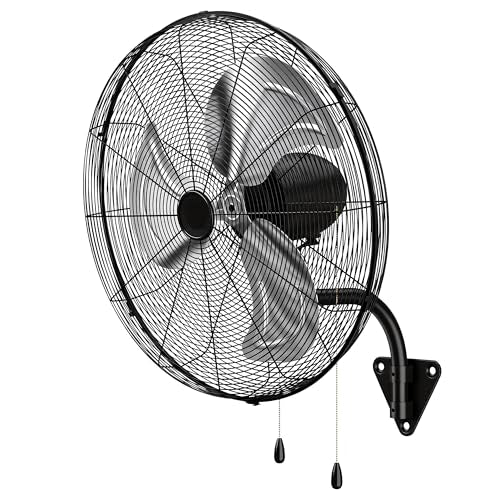 30 Inch Industrial Wall Mount Fan, Heavy Duty High Velocity Oscillating Wall Fan with 3 Speeds, 360° Adjustable Tilt Wall Mounted Fan for Garage, Workshop, Warehouse, Patio, Commercial and Home - size: 30 INCH