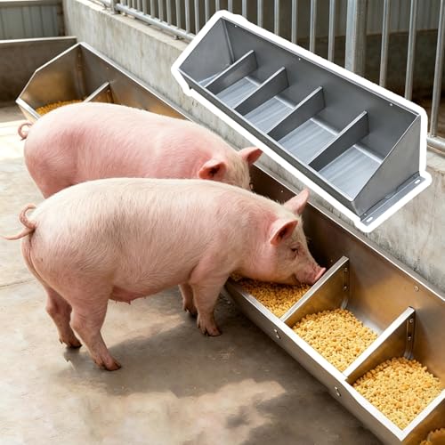 Stainless Steel Pig Feeder Trough, 4 5 7 Holes Wall-Mounted Hog Feeding, Anti-waste Livestock Feed Trough for Cattles, Hogs, Horses(L150cm/59.1"(5 Slots)) - size: L150cm/59.1"(5 Slots)