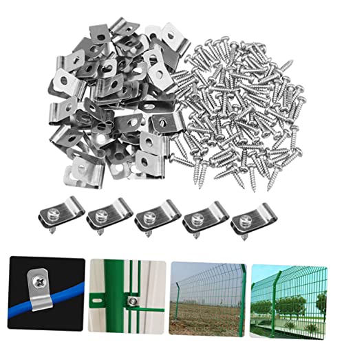 100Pcs Aluminum Wire Fence Clips with Screws Heavy Duty Fence Clamps for Livestock Cattle Panels and Wire Cage Fastening Corrosion Resistant Fencing Mounting Connectors