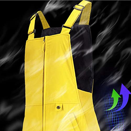 Yoawdats Women's Ski Snow Bibs Pants Insulated Water Resistant Winter Skiing Overalls Ripstop Windproof Snowboard Jumpsuits - color: Yellow, size: Large