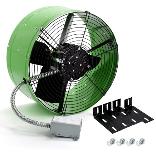 Criditpid 15" Gable Mount Vent Attic Fan for Gable, Home, Shed, Garage, Portable Building, Exhaust Ventilation Fan with Adjustable Thermostat 1650CFM, 1075RPM, 3.4A, 2500 Sq.Ft Coverage Area, Green. - color: 1650CFM