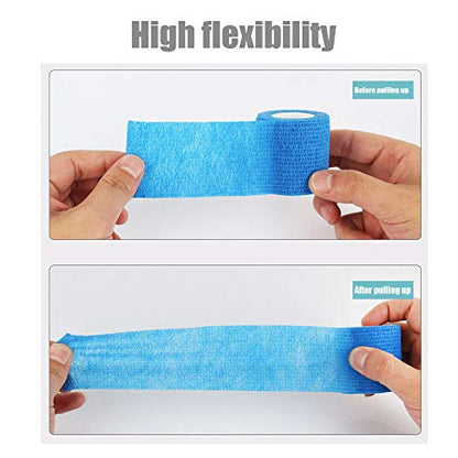 Kuvvfe Elastic Bandages (12-Pack) 2” x 5 Yards | Self Adhesive Bandage Wrap, Kuvvfe Athletic Elastic Cohesive Bandage for Sports Injury,Strain,Knee & Wrist,Ankle Sprains - size: 2x180 Inch (Pack of 12)