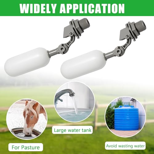 Uenhoy 2 Pack 1/2 Inch NPT Thread Float Ball Valve, Automatic Water System Filler with Adjustable Arm for Ponds & Livestock Water Trough & Aquariums, Automatic Water Level Control Float Valve