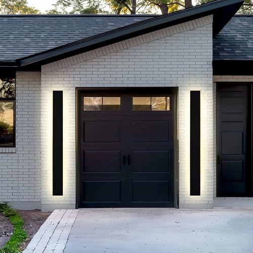 2 Pack 48 Inch Waterproof Outdoor Wall Light, 5.9 Inch Wide Linear Outdoor Garage Lighting Fixtures Long Exterior LED Wall Light for Porch Garage Patio, 3000K-6000K 5CCT - size: 48in