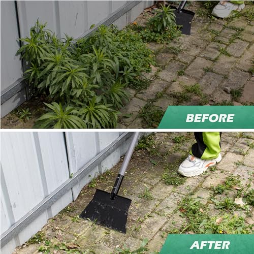 Suchtale Garden Flat Shovel,Floor Scraper, Heavy Duty Multifunctional Outdoor Cleaning Shovel with 54 Adjustable Long Handle, Ideal for Weed Scraper, Lawn Edging,Trenching,Driveway,Sidewalk