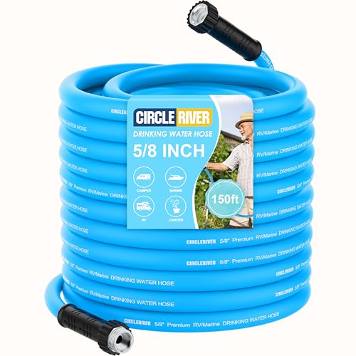 RV Water Hose 150FT, 5/8" Premium RV Drinking Water Hose for RV, Camping, Marine, Trailer and Truck, BPA Free, Anti-Kink and Leak-Free, Drinking Water Safe-Blue - color: Blue, size: 150FT