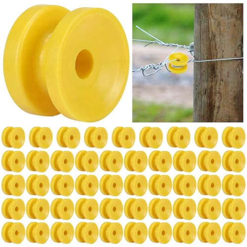 Pangda 50 Pcs Circular Ring Corner Post Electric Fence Insulators Donut Corner Polyrope Insulators for Electric Fence Wire (Yellow) - color: Yellow