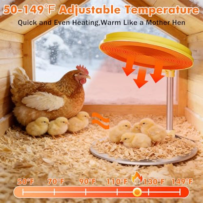 IVJ Chick Brooder Heating Plate with LED Light, 45W Adjustable Temperature Brooder Plate for 15-20 Baby Chicks, Digital Display Heating Plate for Chicks