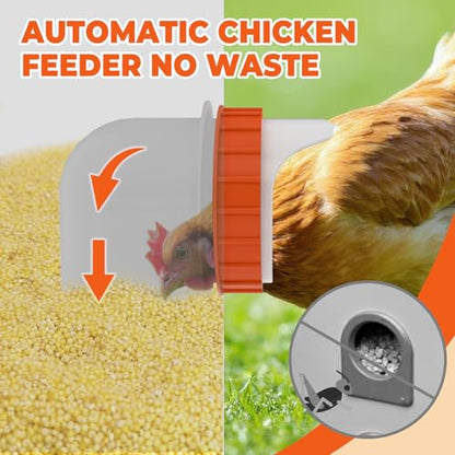 6 Ports Automatic Chicken Feeder 85 Pounds Large Gravity Fed Chicken Feeder with Latch & Handle for Chickens Bantams Pheasants Poultry Coop Weatherproof - size: 6 Ports (85-120 LBS)