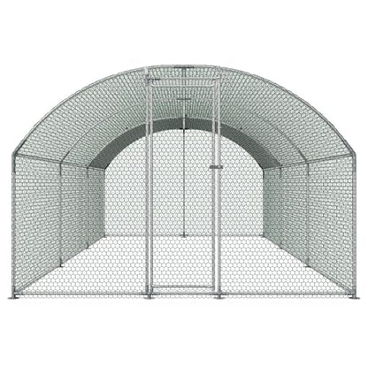 VEVOR Large Metal Chicken Coop with Run, 19.6 x 9.8 x 6.5 ft Walkin Chicken Coop for Yard with Waterproof Cover, Dome Roof Large Poultry Cage for Hen House, Duck Coop and Rabbit Run - size: 118.1"L x 236.2"W x 78.7"H