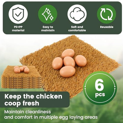 6 Pack Chicken Nesting Box Pads - Nesting Pads for Accessories, 12"x 12" Washable Reusable Chicken Nest Liners for Laying Eggs, Chicken Supplies (Yellow) - color: Yellow