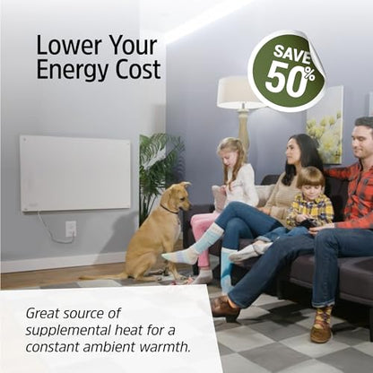 EconoHome Convection Wall Heater with Thermostat - 600W Electric Wall Mounted Space Heater Panel - Updated Model, 120V - Heats Rooms up to 120 Sq Ft - size: 600W
