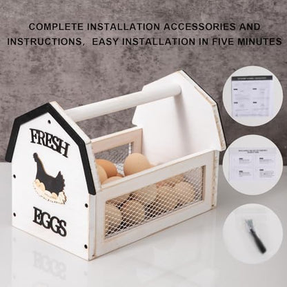 ZSHLXM Wood Farmhouse Egg Collecting Basket - Gather Fresh Eggs from Chicken Countertop (Large) - color: White, size: Large