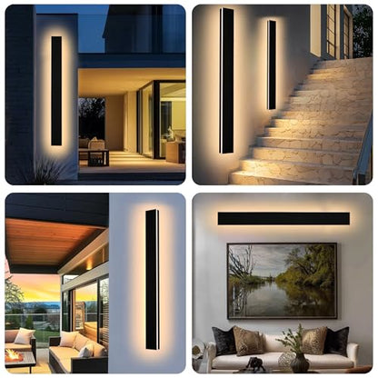 2 Pack 48 Inch Waterproof Outdoor Wall Light, 5.9 Inch Wide Linear Outdoor Garage Lighting Fixtures Long Exterior LED Wall Light for Porch Garage Patio, 3000K-6000K 5CCT - size: 48in