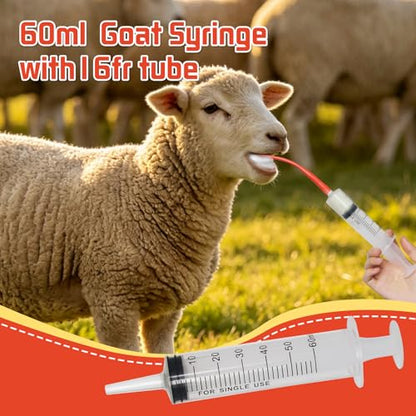 24Pcs Lamb and Goat Kid Feeding Tube Kit Feeding Bottles | 4x500ml Bottles, 12 Nipples, 4x60ml Syringes & 16fr Tubes, For Lambs, Goat Kids, Puppies, Kittens, Piglets, Easy to Clean