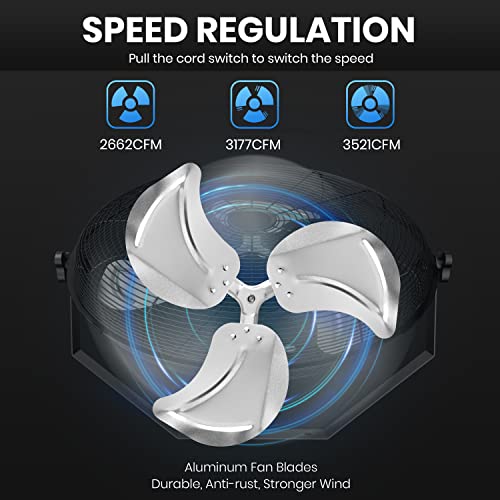 Simple Deluxe 20 Inch High Velocity Wall Mount Fan with Rack and L-Iron, 3 Speed Industrial/Commercial Metal Ventilation Fan, 2 Pack - size: 20 Inch with L-Iron, style: 2 Pack
