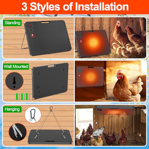 Chicken Coop Heater for Winter,Radiant Heat Panel with Overheating Protection,200W Chicken Heater with Remote Control Timing Function & Adjustable Temp,Large Heat Warmer for Chicken Kitten Puppy Pet
