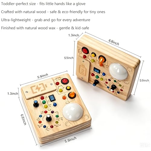 Montessori Busy Board, Slap-Activated LED Toy for 1-4 Toddlers | Sensory Switch Board, Fine Motor Skills Educational Learning Toy, Travel Friendly, Birthday & Holiday Gift for Boys Girls