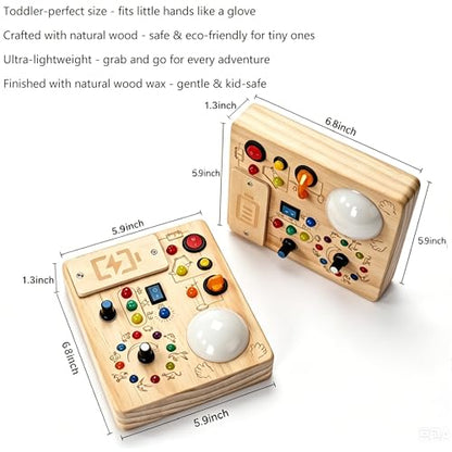 Montessori Busy Board, Slap-Activated LED Toy for 1-4 Toddlers | Sensory Switch Board, Fine Motor Skills Educational Learning Toy, Travel Friendly, Birthday & Holiday Gift for Boys Girls