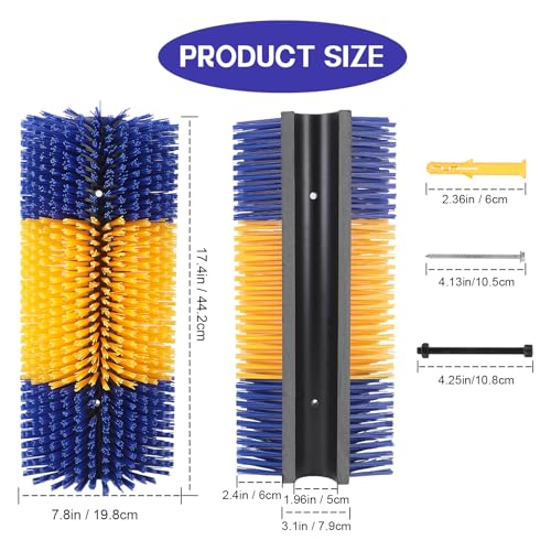 2PCS Livestock Scratching Brush, Horse Brush, Cow Goat Scratching Post with 8 Screws, Grooming Massage for Cattle Sheep Horses Pigs
