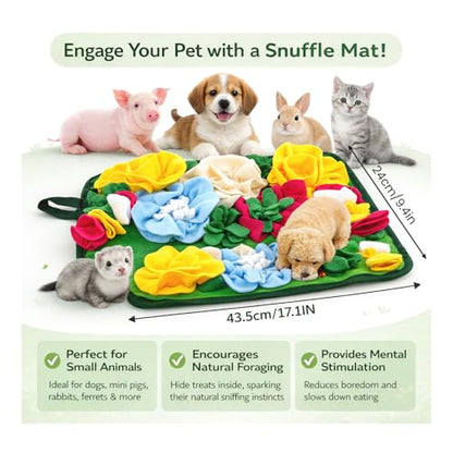 Pig Enrichment Toys, Mini Pig Foraging Mat, Snuffle Pad Bed Interactive Treat Mat Toy for Pet Pig and Farm Use - color: Yellow