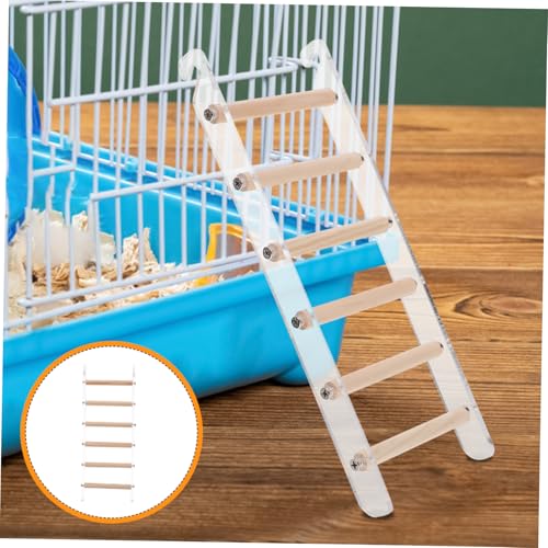 UKCOCO Parrot Ladder Toy for Small Birds Climbing Step Ladder Hooks for Cage Sturdy Bird Perch and Exercise Toy for Parakeets Cockatiels Lovebirds