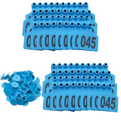Livestock Ear Tagss Numbered Cattle Ear Tags with Numbers 001-1000 for Cows Sheep Goats Pigs Identification Durable Farm Ranch Animal Tracking Weatherproof Blue 101-200 - color: Blue, size: 101-200