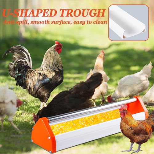 Chicken Feeding Trough, with Crossbar, Large Capacity Poultry Trough Feeder for Chickens,Duck Pigeon Bird Livestock Poultry, Easy to Clean (20cm) - size: 20cm