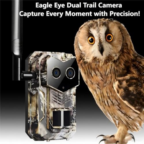 2025 Upgraded 4G Cellular Trail Camera with GPS,Dual Lens Game Camera with Night Vision, Trail Camera with Night Vision Motion Activated Waterproof, Wildlife Camera, SolarTrail Cam with Esim Card - color: A10
