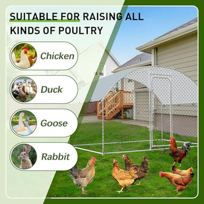 Chicken Coop Large Metal Chicken Run for 6/10 Chickens Poultry Cage with Waterproof Cover for Duck Walk-in Chicken Pen for Yard 9.8'W x 4.9'L x 6.4'H - size: 117.6"L x 59.0"W x 76.8"H