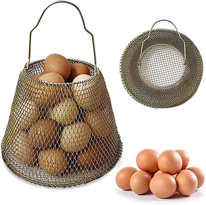JIYUJIAHUA Egg Basket, Collapsible Mini Storage - Can Easily Load Eggs for Carrying and Collecting Eggs, Easy Washing, and Fast-drying, Country Primitive Farmhouse Style, DANLAN-001