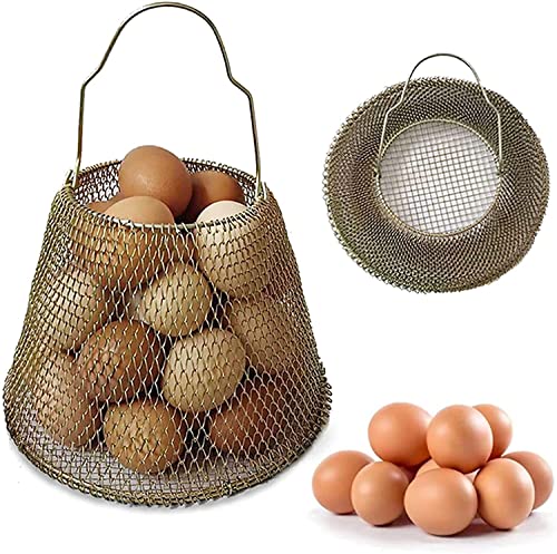 JIYUJIAHUA Egg Basket, Collapsible Mini Storage - Can Easily Load Eggs for Carrying and Collecting Eggs, Easy Washing, and Fast-drying, Country Primitive Farmhouse Style, DANLAN-001