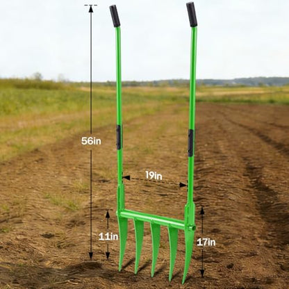 5 Tines All Steel Broadfork, 56" Broad Fork Garden Tool Heavy-Duty Digging Pitchfork, Non-Slip Grips & Detachable Design for Gardening, Farm Cultivation, and Soil Loosenin